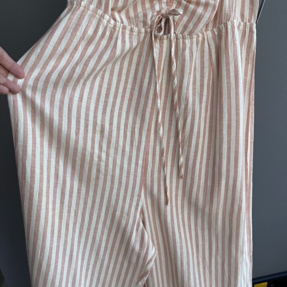 NWT O'Neill Sleeveless romper - jumpsuit cotton linen Beachy Striped size L - Picture 8 of 12